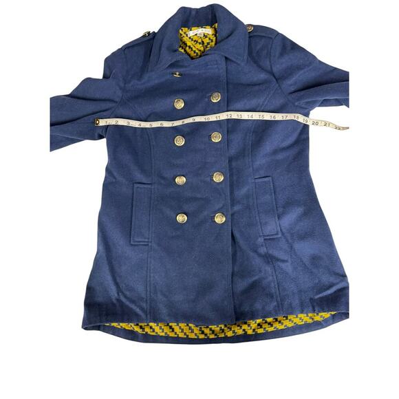 CAbi Coat Size M Navy Blue Wool Blend Peacoat Gold Anchor Buttons - Picture 7 of 16